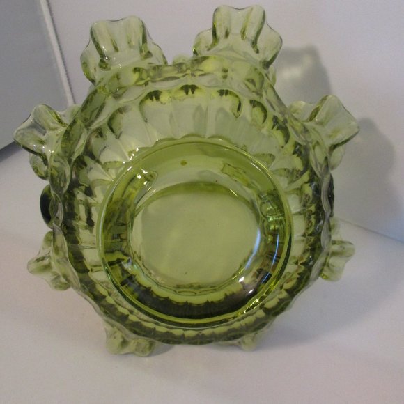 Large Green Glass Ruffled Basket - Picture 5 of 5